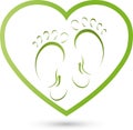 Two feet and heart, colored, foot care and pedicure logo