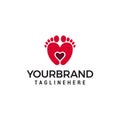 Two feet and heart logo design concept template Royalty Free Stock Photo
