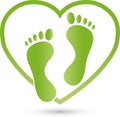 Two feet and heart, Two feet, foot care and podiatry logo Royalty Free Stock Photo