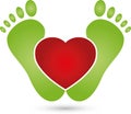 Two feet and heart, Two feet, foot care and podiatry logo