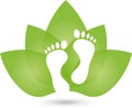 Two feet and leaves, foot care and podiatry logo Royalty Free Stock Photo