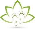 Two feet and leaves, wellness and foot care logo Royalty Free Stock Photo