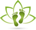 Two feet and leaves, foot care and podiatry logo Royalty Free Stock Photo