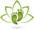 Two feet and leaves, wellness and foot care logo