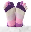 Two feet in stockings Royalty Free Stock Photo