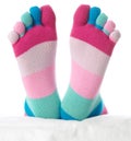 Two feet in stockings Royalty Free Stock Photo