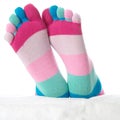 Two feet in stockings Royalty Free Stock Photo