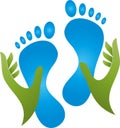 Two feet and two hands, foot care and massage logo Royalty Free Stock Photo