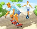 Two fellows on skateboards Royalty Free Stock Photo
