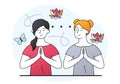 Two female characters on spiritual therapy for body and mind with harmony yoga practice Royalty Free Stock Photo