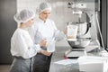 Confectioners working at the bakery manufacturing