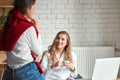 Two female friends at the cafe Royalty Free Stock Photo