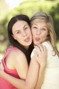 Two Female Friends Pulling Faces Together Royalty Free Stock Photo
