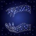 Two female hand, polygon, dots, stars Royalty Free Stock Photo