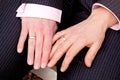 Two female hands with wedding rings Royalty Free Stock Photo