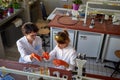 Two female laborant practitioners preparing samples Royalty Free Stock Photo