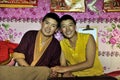 Two female monks smiling Royalty Free Stock Photo
