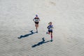 two female runners leaders of race during Kazan Marathon