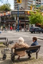 Two female senior citizens in Vancouver downtown