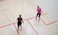 Two female squash players Royalty Free Stock Photo