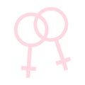 Two female symbols, homosexual icon, lesbian love. Vector illustration of diversity relationship, gender identity Royalty Free Stock Photo