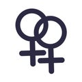 Two female symbols. Lesbian gender icon. LGBT couple, homosexual orientation