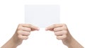 Two female teen hands holding paper sheet Royalty Free Stock Photo