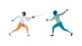 Two Fencers Engaged in a Dynamic Bout, vector design Generative AI Royalty Free Stock Photo