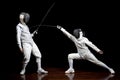 Two fencers sparring Royalty Free Stock Photo