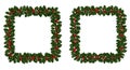 Two square frames made of holly leaves and berries Royalty Free Stock Photo