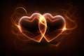 Two fiery glowing heart embracing, Valentine`s Day Royalty Free Stock Photo