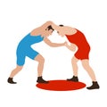 Two fighters on a arena greco-roman, vector illustration flat Royalty Free Stock Photo