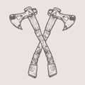 Two fighting axes of Vikings - vector illustration - out line