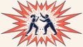 Two Figures Engaged in Dynamic Combat with Burst, vector design Generative AI Royalty Free Stock Photo