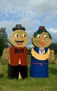 Two figures made out of straw bales Royalty Free Stock Photo