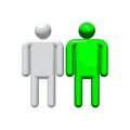 Two figures of people. Partnership agreement. Gray and green man. Vector illustration