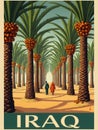 Walking through date palm trees in Iraq during a sunny day with two figures in view Royalty Free Stock Photo
