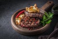 Two fillet mignon steaks with crispy parsnip Royalty Free Stock Photo