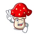 Two finger amanita mushroom character cartoon