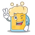 Two finger beer character cartoon style Royalty Free Stock Photo