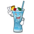 Two finger blue hawaii character cartoon Royalty Free Stock Photo