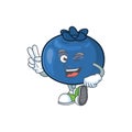 Two finger cartoon funny blueberry fruit with mascot