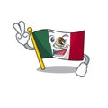 Two finger flag mexico character in mascot shaped