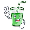 Two finger green smoothie character cartoon