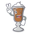 Two finger irish coffee character cartoon