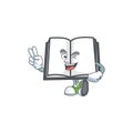Two finger open book with character mascot style