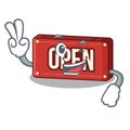 Two finger open sign isolated in the cartoon