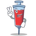 Two finger syringe character cartoon style