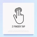 Two finger tap, fingers touch thin line icon. Vector illustration Royalty Free Stock Photo