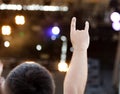 Two fingers on the hand at the concert Royalty Free Stock Photo